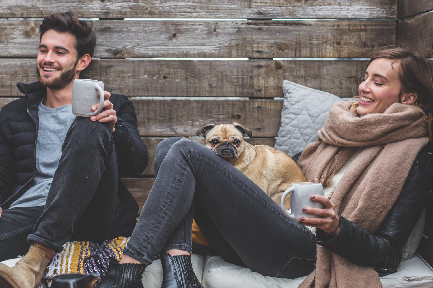 Happy man and woman relaxing